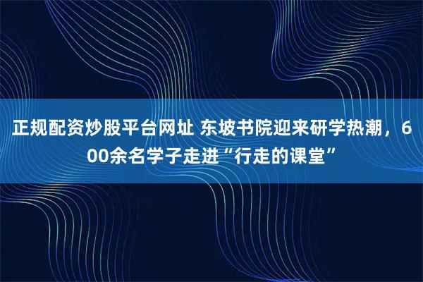正规配资炒股平台网址 东坡书院迎来研学热潮，600余名学子走进“行走的课堂”